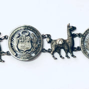 Vintage Bracelet, Repub Peruana Lima, Coin Bracelet, Llama Bracelet, Alpaca Jewelry, Peruvian Coin Bracelet, Vintage Jewelry, Unique Jewelry
