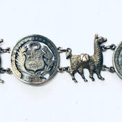 Vintage Bracelet, Repub Peruana Lima, Coin Bracelet, Llama Bracelet, Alpaca Jewelry, Peruvian Coin Bracelet, Vintage Jewelry, Unique Jewelry