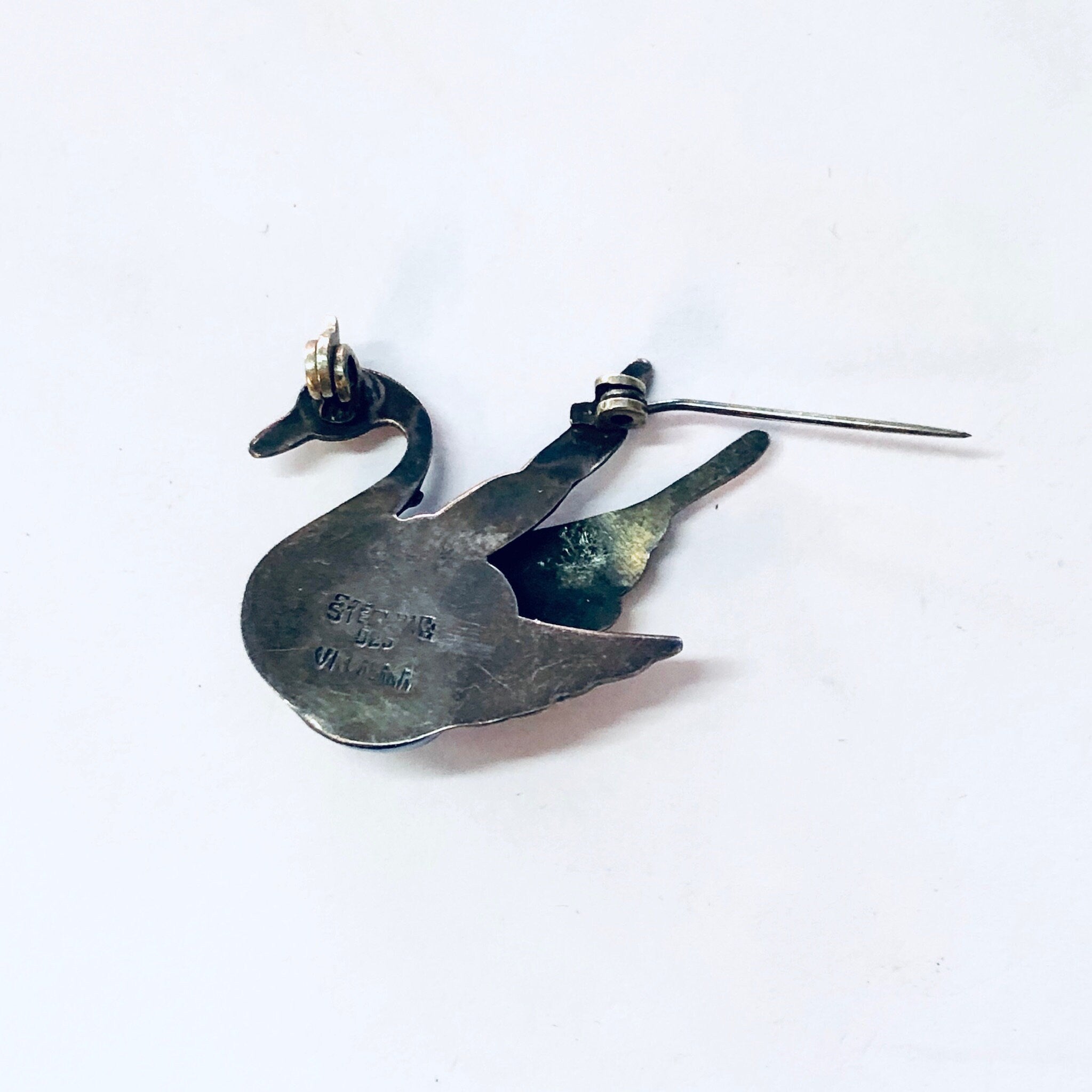 Vintage Pin, Silver Brooch, Vintage Brooch, Vintage jewelry, Bird Jewelry, Swan Pin, Blue Stone, Silver and Blue, Bird Brooch, Duck Pin, 925