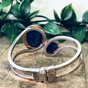 Vintage Bracelet, Cuff Bracelet, Wrap Bracelet, Hinged Bracelet, Blue Stones, Costume Jewelry, Silver Toned Cuff, Blue and Silver, Unique