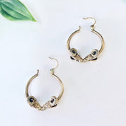 Vintage Earrings, Hoop earrings, Gold Earrings, 14K gold Earrings, Ram Earrings, Ram Jewelry, Ram Head Earrings, Unique Jewelry, Gold Ram