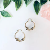 Vintage Earrings, Hoop earrings, Gold Earrings, 14K gold Earrings, Ram Earrings, Ram Jewelry, Ram Head Earrings, Unique Jewelry, Gold Ram
