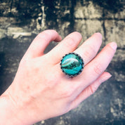 Vintage Ring, Silver Ring, Chrysocolla Ring, Chrysocolla Gemstone, Unique Ring, Statement Jewelry, Blue Stone, Green Stone, Swirl Ring, 925