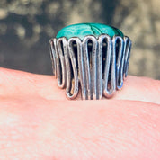 Vintage Ring, Silver Ring, Chrysocolla Ring, Chrysocolla Gemstone, Unique Ring, Statement Jewelry, Blue Stone, Green Stone, Swirl Ring, 925