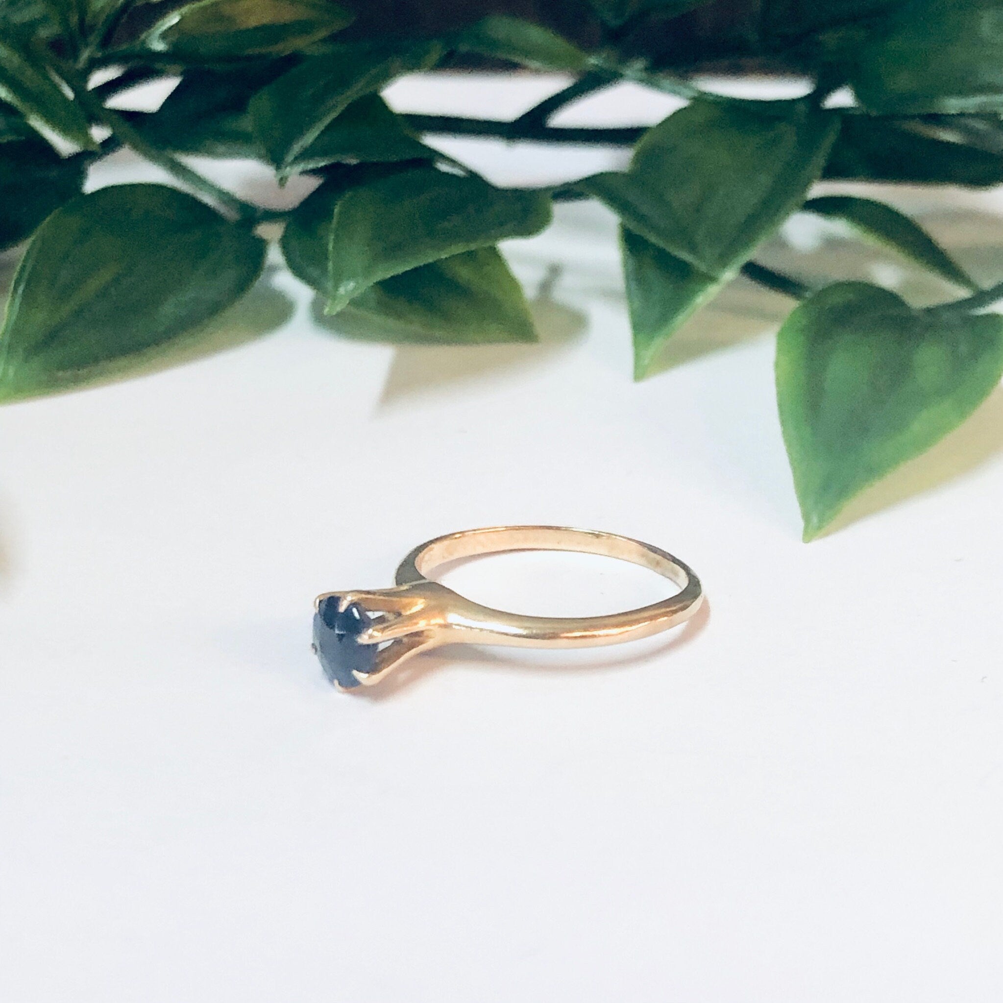 Vintage Ring, Gold Ring, 14K Gold Ring, Yellow Gold Ring, Blue Gemstone, Dark Blue Gemstone, Promise Ring, Engagement Jewelry, Gold Ring