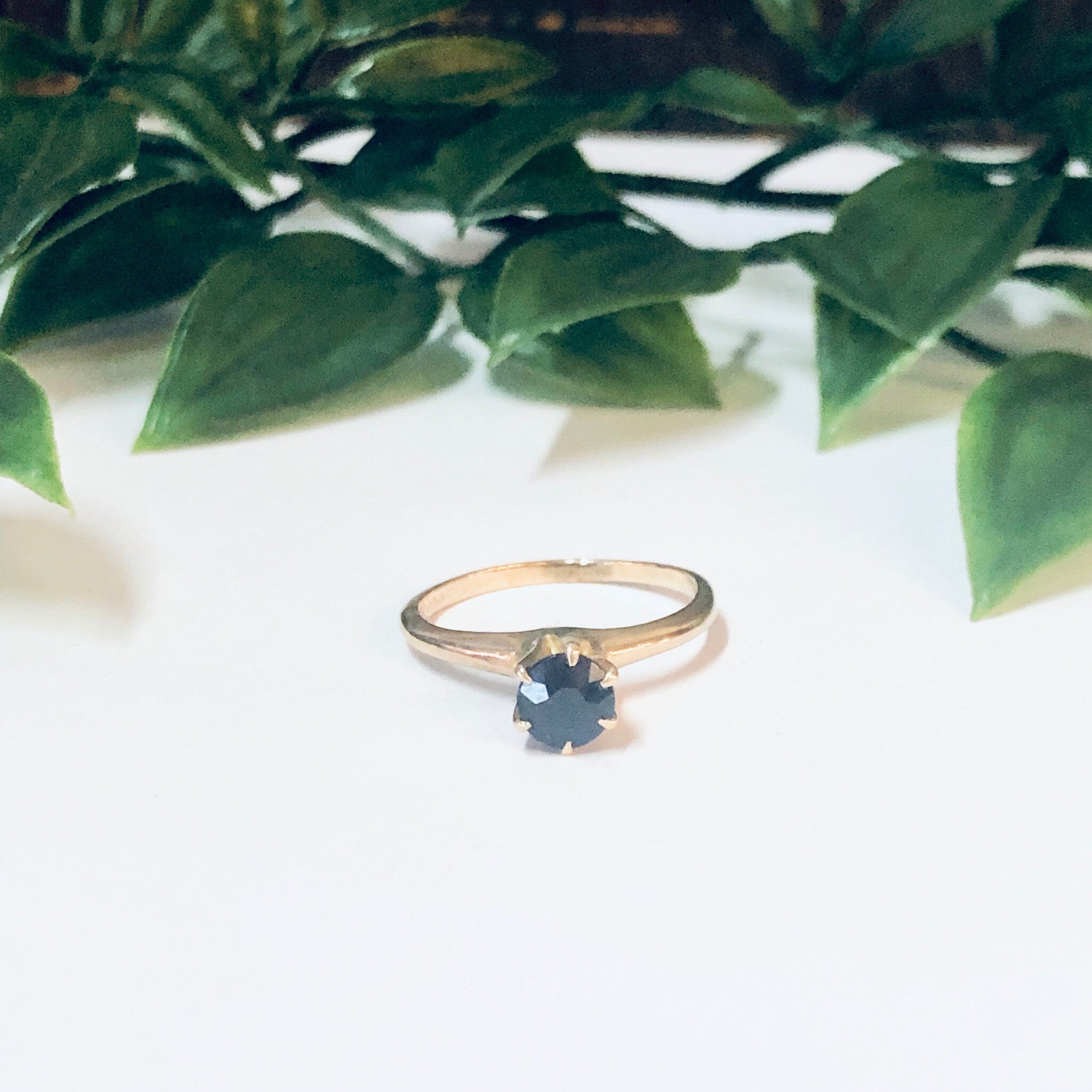 Vintage Ring, Gold Ring, 14K Gold Ring, Yellow Gold Ring, Blue Gemstone, Dark Blue Gemstone, Promise Ring, Engagement Jewelry, Gold Ring