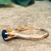 Vintage Ring, Gold Ring, 14K Gold Ring, Yellow Gold Ring, Blue Gemstone, Dark Blue Gemstone, Promise Ring, Engagement Jewelry, Gold Ring
