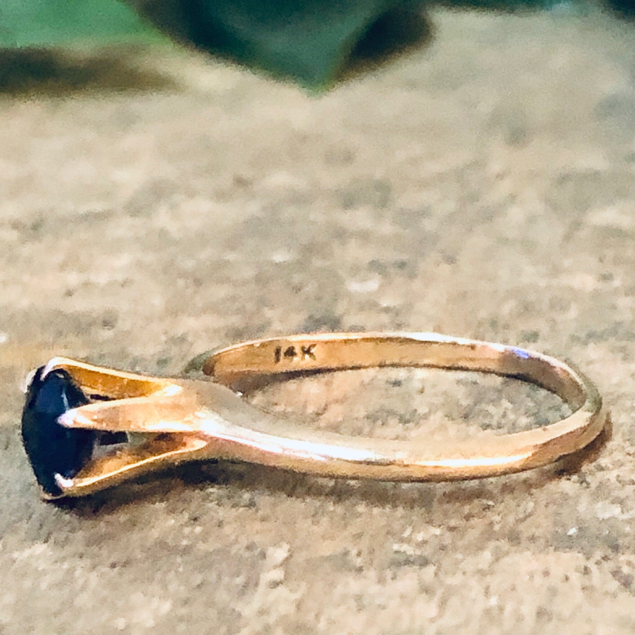 Vintage Ring, Gold Ring, 14K Gold Ring, Yellow Gold Ring, Blue Gemstone, Dark Blue Gemstone, Promise Ring, Engagement Jewelry, Gold Ring