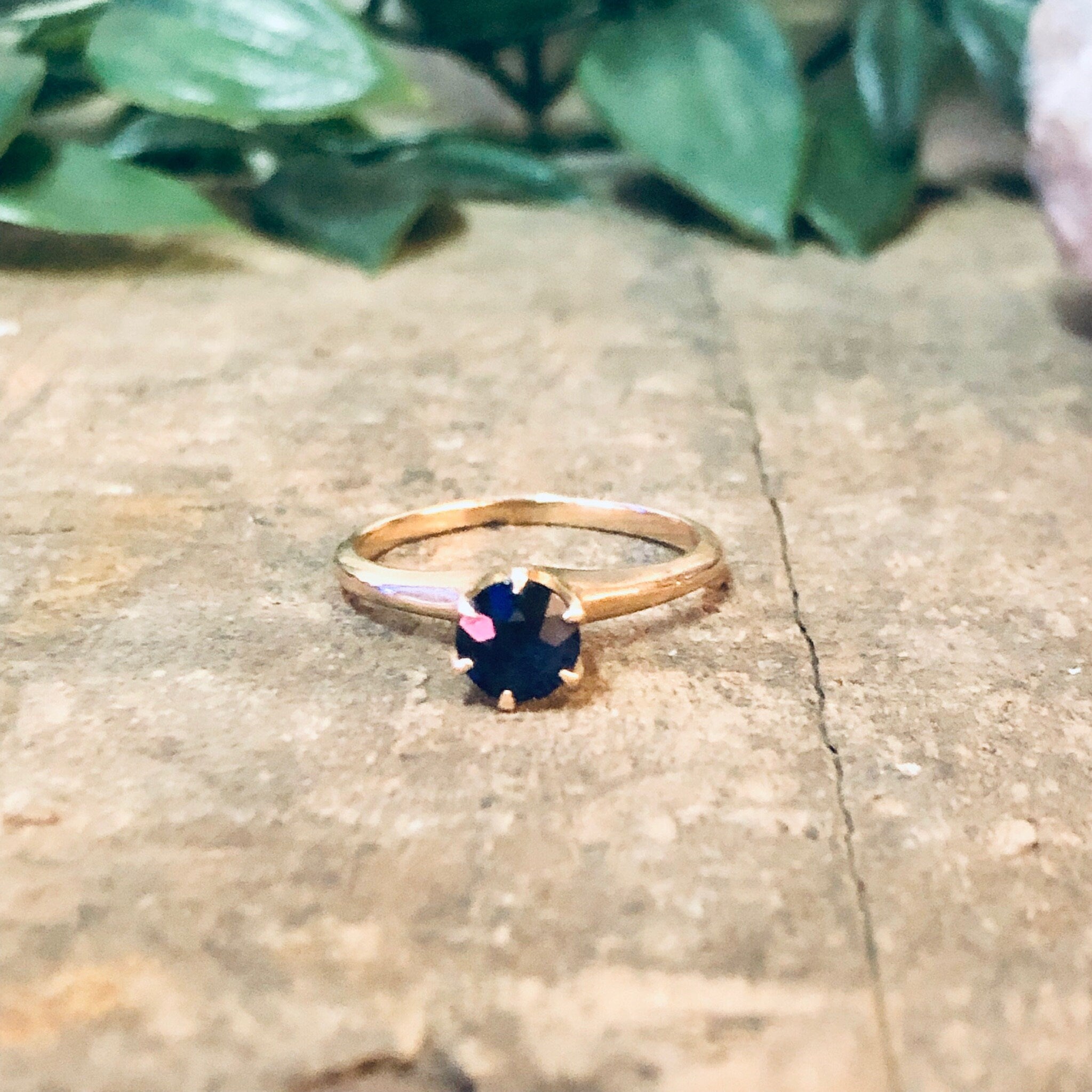 Vintage Ring, Gold Ring, 14K Gold Ring, Yellow Gold Ring, Blue Gemstone, Dark Blue Gemstone, Promise Ring, Engagement Jewelry, Gold Ring