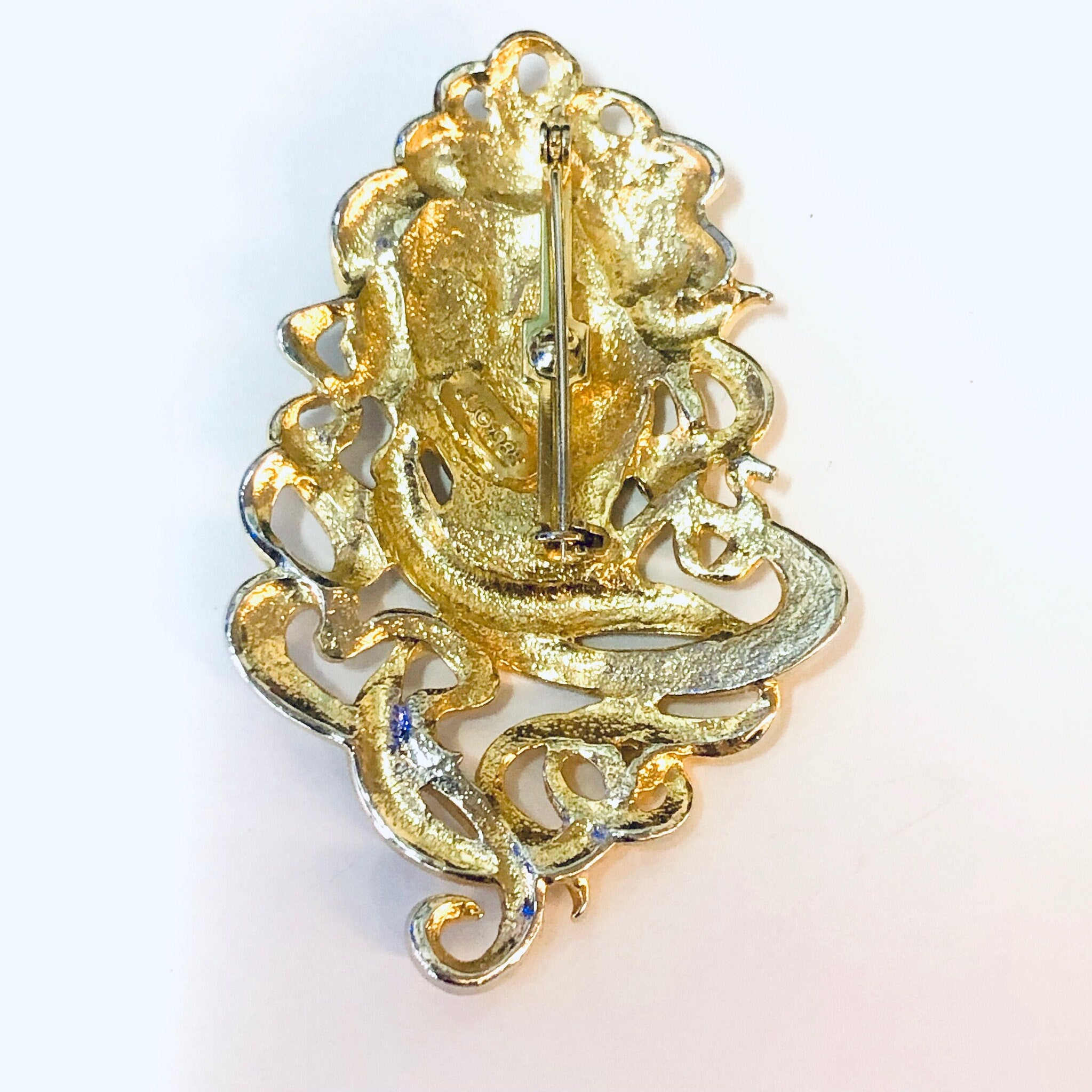 Vintage Brooch, JJ Jonette 1988, JJ 1988 Brooch, Gold Toned Brooch, Lady Brooch, Face Brooch, Art Nouveau Pin, Art Nouveau Brooch, Costume