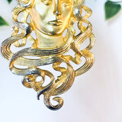 Vintage Brooch, JJ Jonette 1988, JJ 1988 Brooch, Gold Toned Brooch, Lady Brooch, Face Brooch, Art Nouveau Pin, Art Nouveau Brooch, Costume