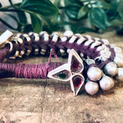Vintage Bracelet, Beaded Bracelet, India Silver, India Bracelet, Vintage Jewelry, Unique Bracelet, Statement Jewelry, Maroon Bracelet, 925