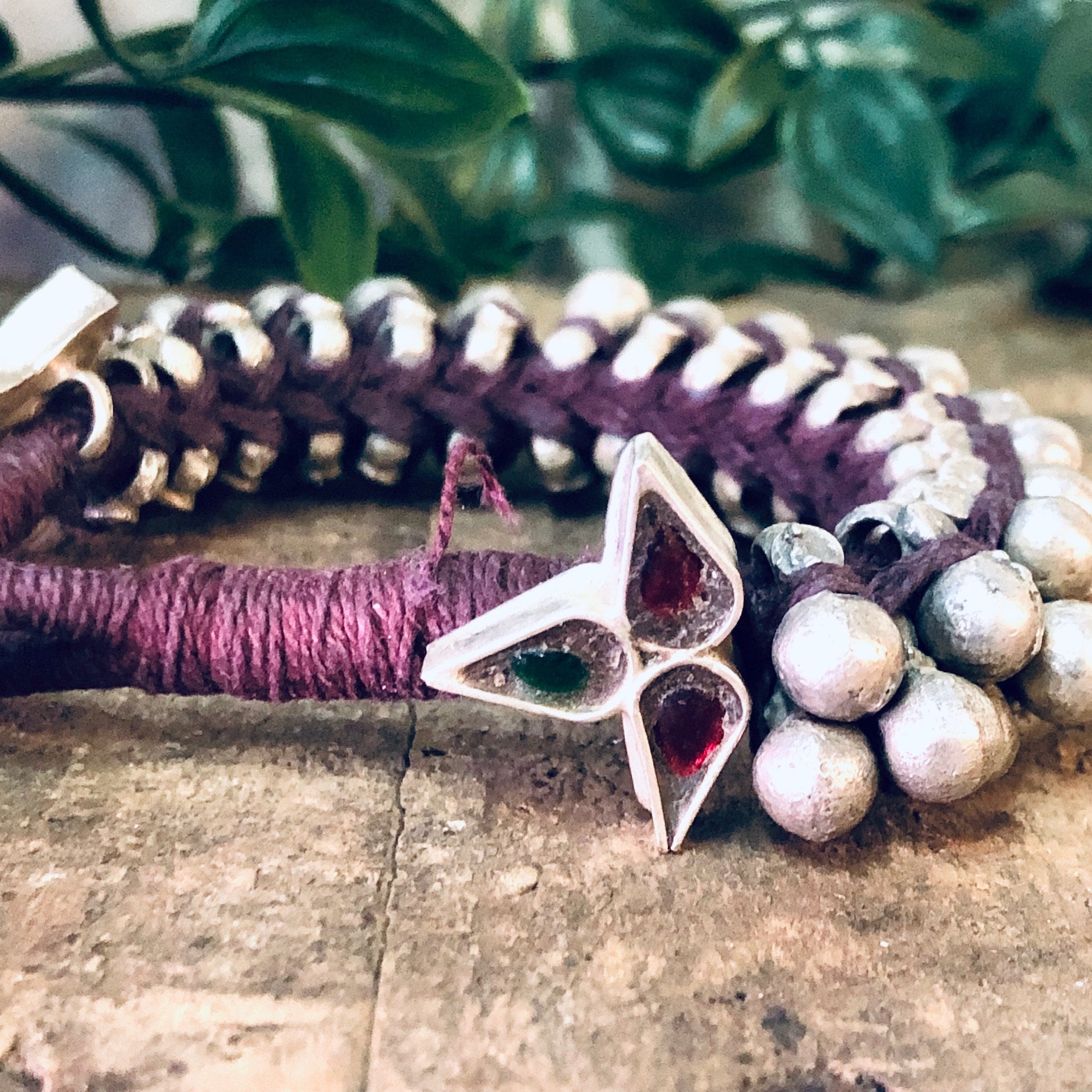 Vintage Bracelet, Beaded Bracelet, India Silver, India Bracelet, Vintage Jewelry, Unique Bracelet, Statement Jewelry, Maroon Bracelet, 925