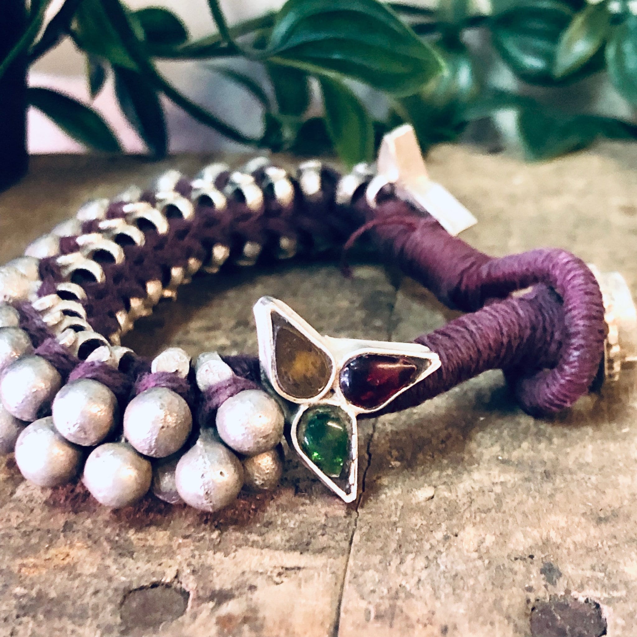 Vintage Bracelet, Beaded Bracelet, India Silver, India Bracelet, Vintage Jewelry, Unique Bracelet, Statement Jewelry, Maroon Bracelet, 925