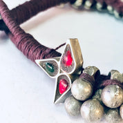 Vintage Bracelet, Beaded Bracelet, India Silver, India Bracelet, Vintage Jewelry, Unique Bracelet, Statement Jewelry, Maroon Bracelet, 925