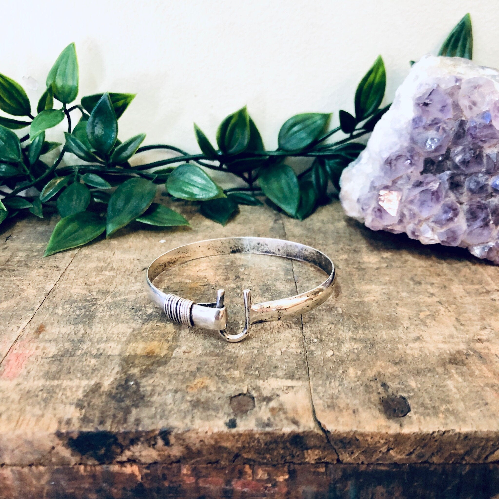 Vintage Bracelet, Bangle Bracelet, Silver Bracelet, Horseshoe Bracelet, Vintage Bangle, Hook Closure, Unique Jewelry, Good Luck Cuff, 925