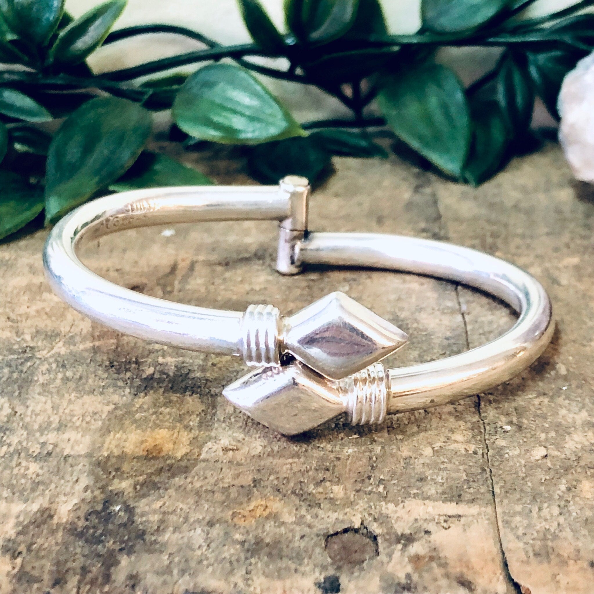 Vintage Bracelet, Silver Bracelet, Vintage Bangle, Bangle Bracelet, Diamond Pattern, Diamond Shape, Unique Jewelry, Hinged Bracelet, 925