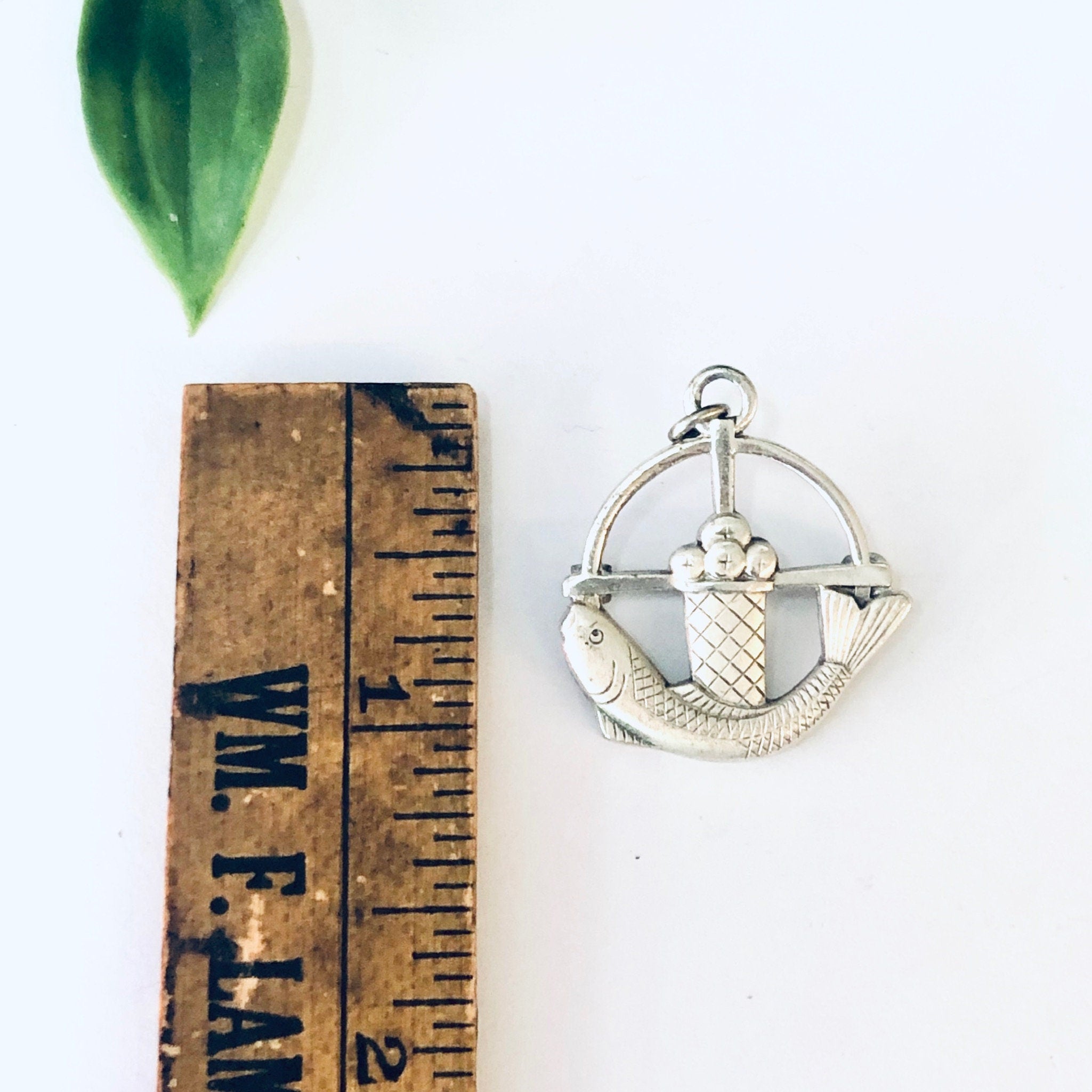 Vintage Pin, Religious Jewelry, Silver Pin, Christian Symbol Pin, Fish Pin, Basket Pin, Cross Pin, Creed Sterling, 925 Pin, Fish Pendant,