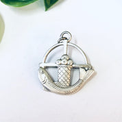 Vintage Pin, Religious Jewelry, Silver Pin, Christian Symbol Pin, Fish Pin, Basket Pin, Cross Pin, Creed Sterling, 925 Pin, Fish Pendant,