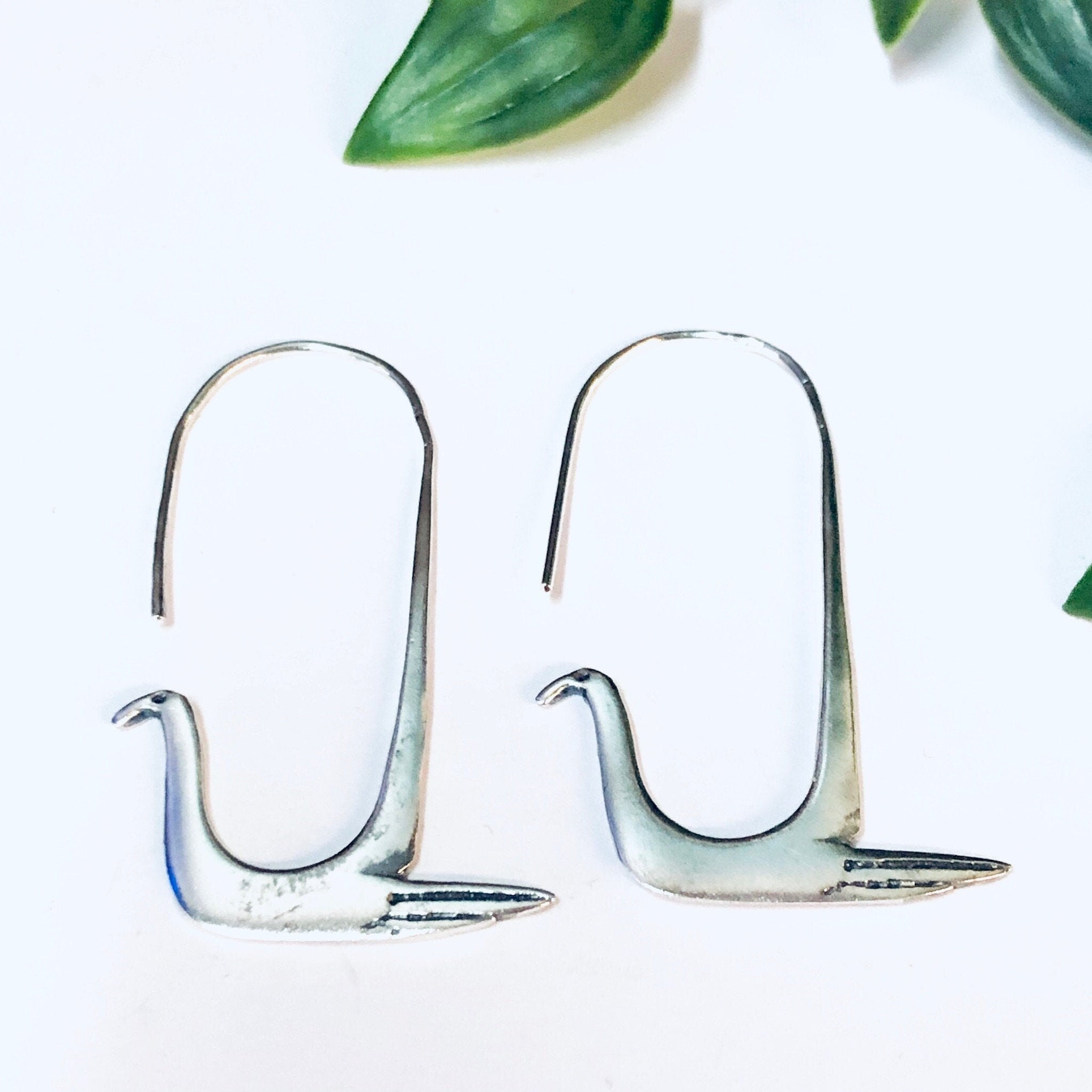 Vintage Earrings, Silver Earrings, Bird Earrings, Dangle Earrings, Unique Jewelry, Vintage Jewelry, Threaded Earrings, Pierced Ears, 925