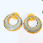 Vintage Earrings, Orange Earrings, Polka Dot Earrings, Polka Dot Jewelry, Orange and Black, Pierced Ears, Round Earrings, Costume Jewelry