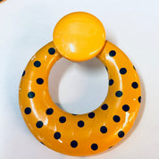 Vintage Earrings, Orange Earrings, Polka Dot Earrings, Polka Dot Jewelry, Orange and Black, Pierced Ears, Round Earrings, Costume Jewelry