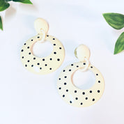 Vintage Earrings, Polka Dot Earrings, Polka Dot Jewelry, White Earrings, Black Polka Dots, Costume Jewelry, Unique Earrings, Pierced Ears
