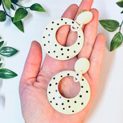 Vintage Earrings, Polka Dot Earrings, Polka Dot Jewelry, White Earrings, Black Polka Dots, Costume Jewelry, Unique Earrings, Pierced Ears