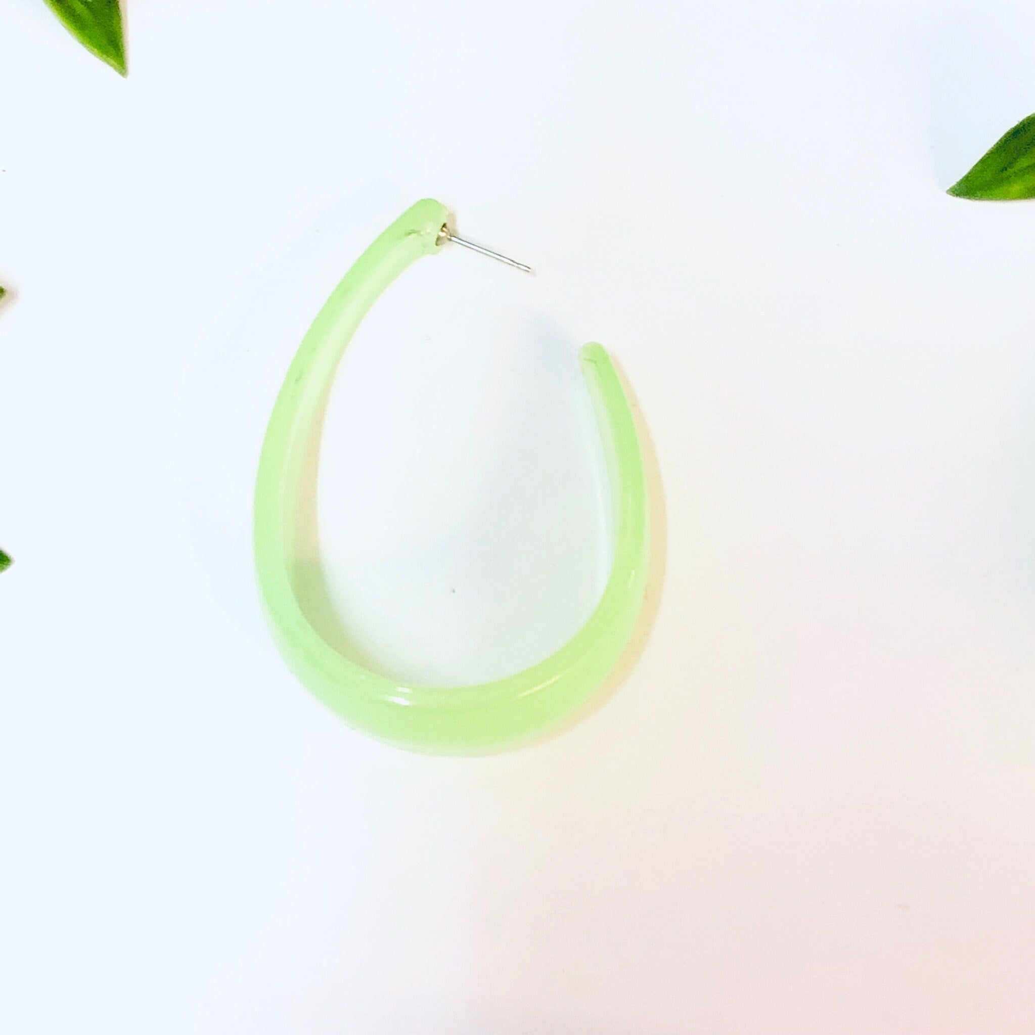 Vintage Earrings, Neon Earrings, Neon Green Earrings, Neon Jewelry, Pierced Ears, Dangle Earrings, Vintage Jewelry, Large Earrings, 1980s