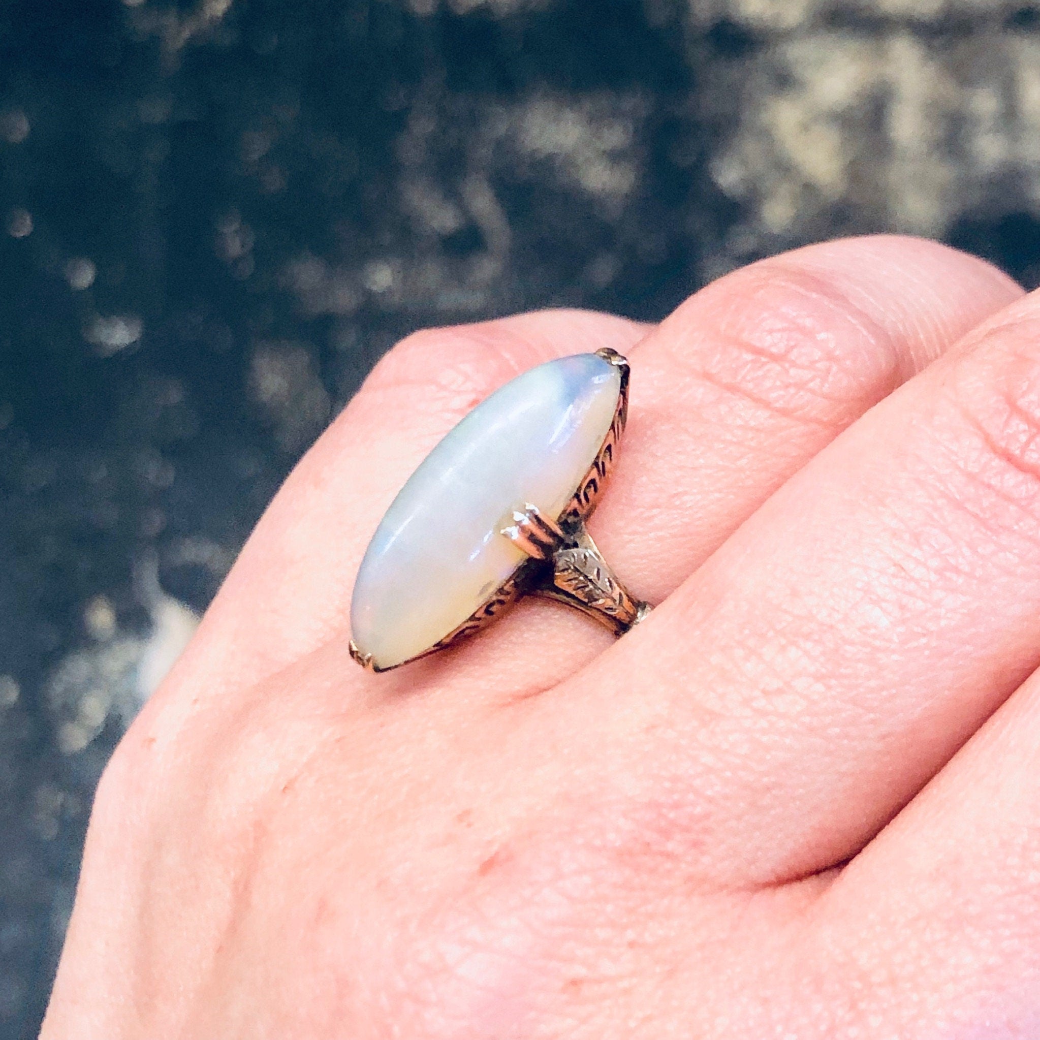 Vintage Ring, Gold Ring, Opal Ring, Opal Jewelry, 14K Gold Ring, Yellow Gold Jewelry, Engagement Ring, October Birthstone, Vintage Jewelry