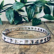 Vintage Bracelet, Silver Bracelet, Bangle Bracelet, Vintage Jewelry, Unique Jewelry, Faux Diamond Bangle, Bridal Jewelry, 925 Bracelet,