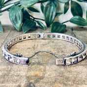 Vintage Bracelet, Silver Bracelet, Bangle Bracelet, Vintage Jewelry, Unique Jewelry, Faux Diamond Bangle, Bridal Jewelry, 925 Bracelet,