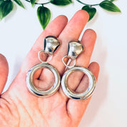 Vintage Earrings, Silver Earrings, Clip On Earrings, Unique Jewelry, Geometric Earrings, Minimalist Style, Funky Jewelry, 925 Earrings