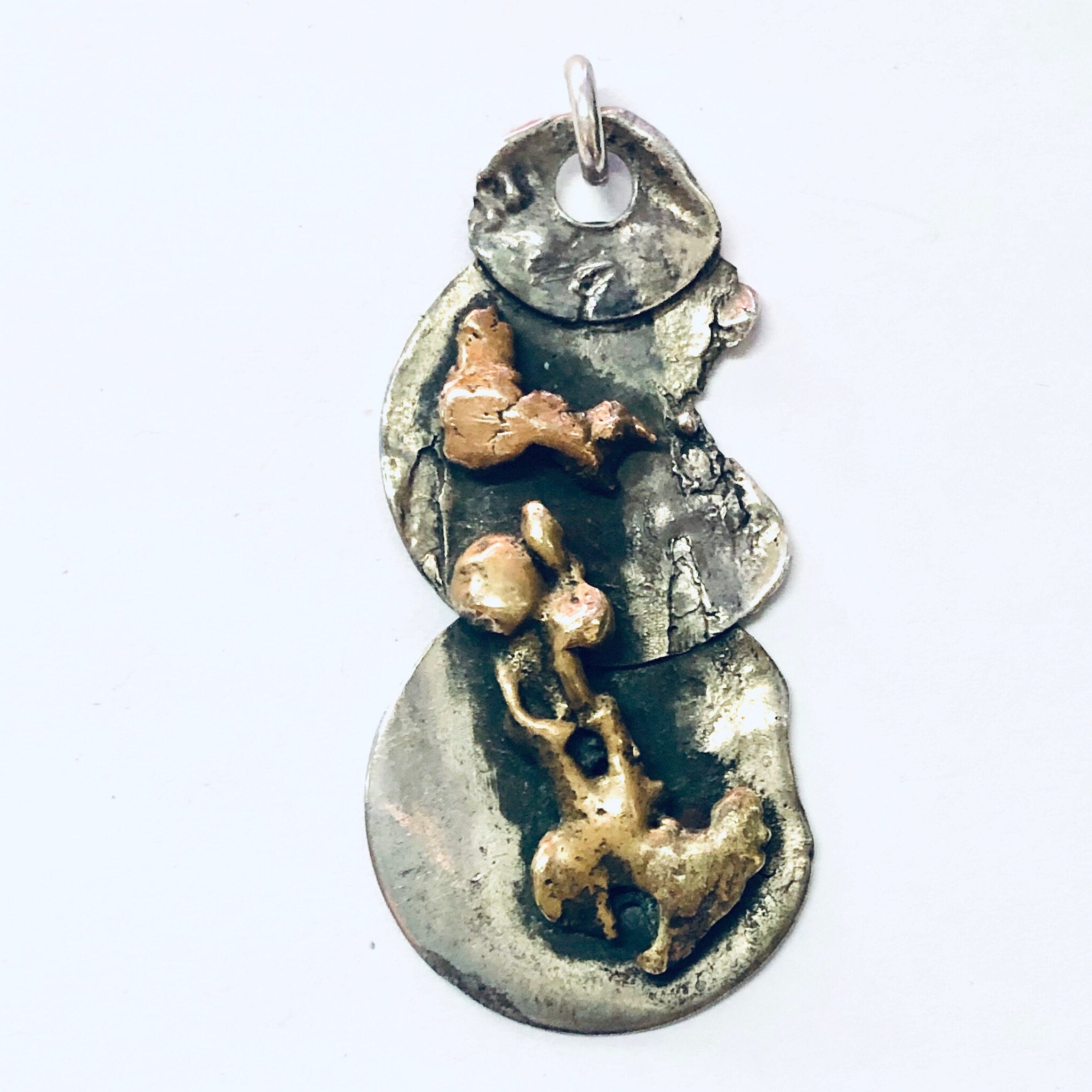 Vintage Pendant, Silver Pendant, Abstract Jewelry, Unique Pendant, Vintage Necklace, Vintage Jewelry, Large Pendant, Copper Pendant, 925