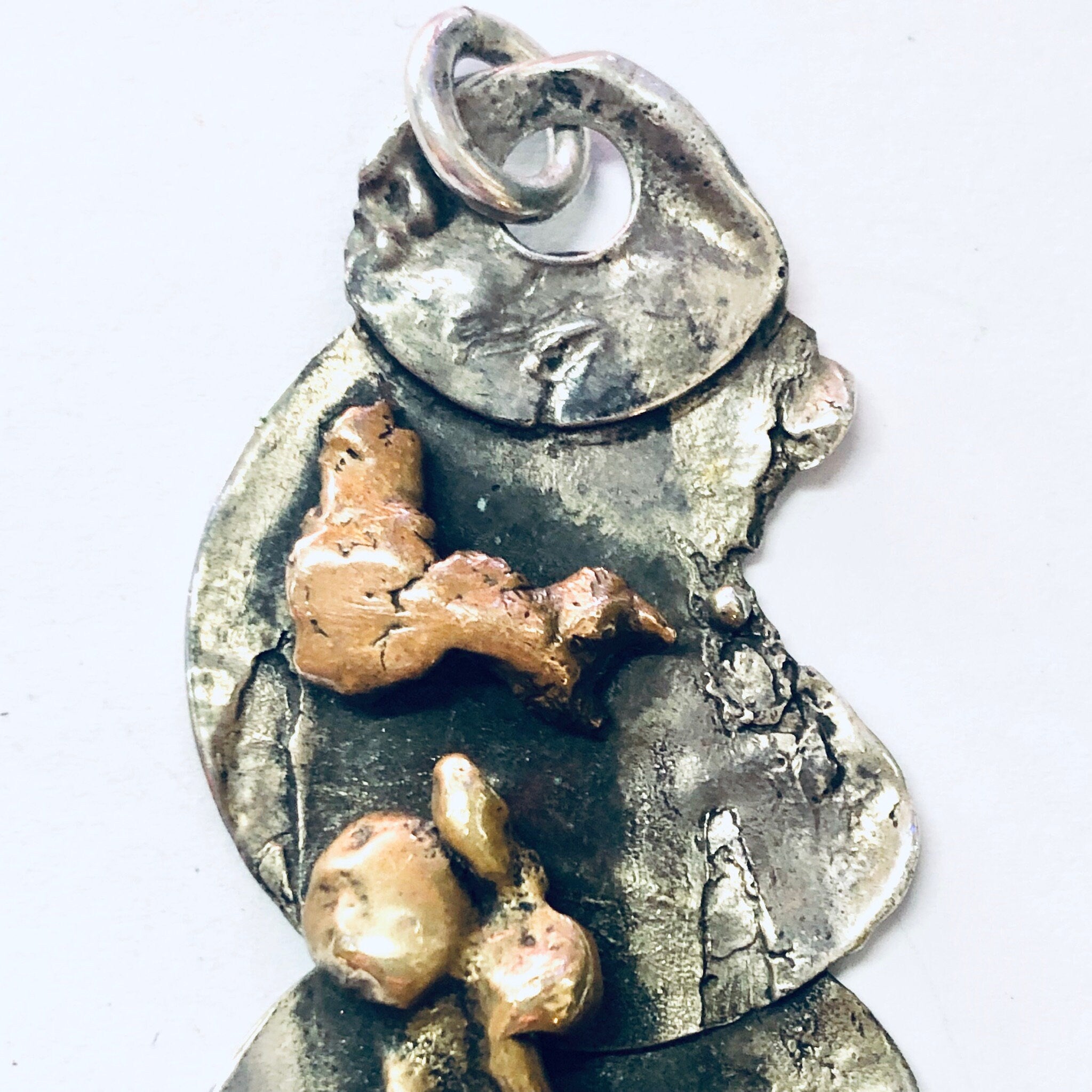 Vintage Pendant, Silver Pendant, Abstract Jewelry, Unique Pendant, Vintage Necklace, Vintage Jewelry, Large Pendant, Copper Pendant, 925