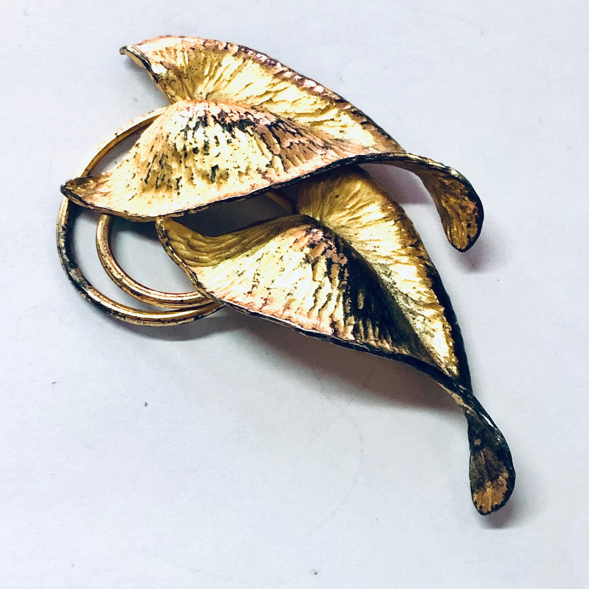 Vintage Brooch, Clip On Earrings, Napier Set, Sterling Silver Napier, Vermeil Napier Pin, Leaf Jewelry, Leaf Brooch, Silver Napier, Vermeil