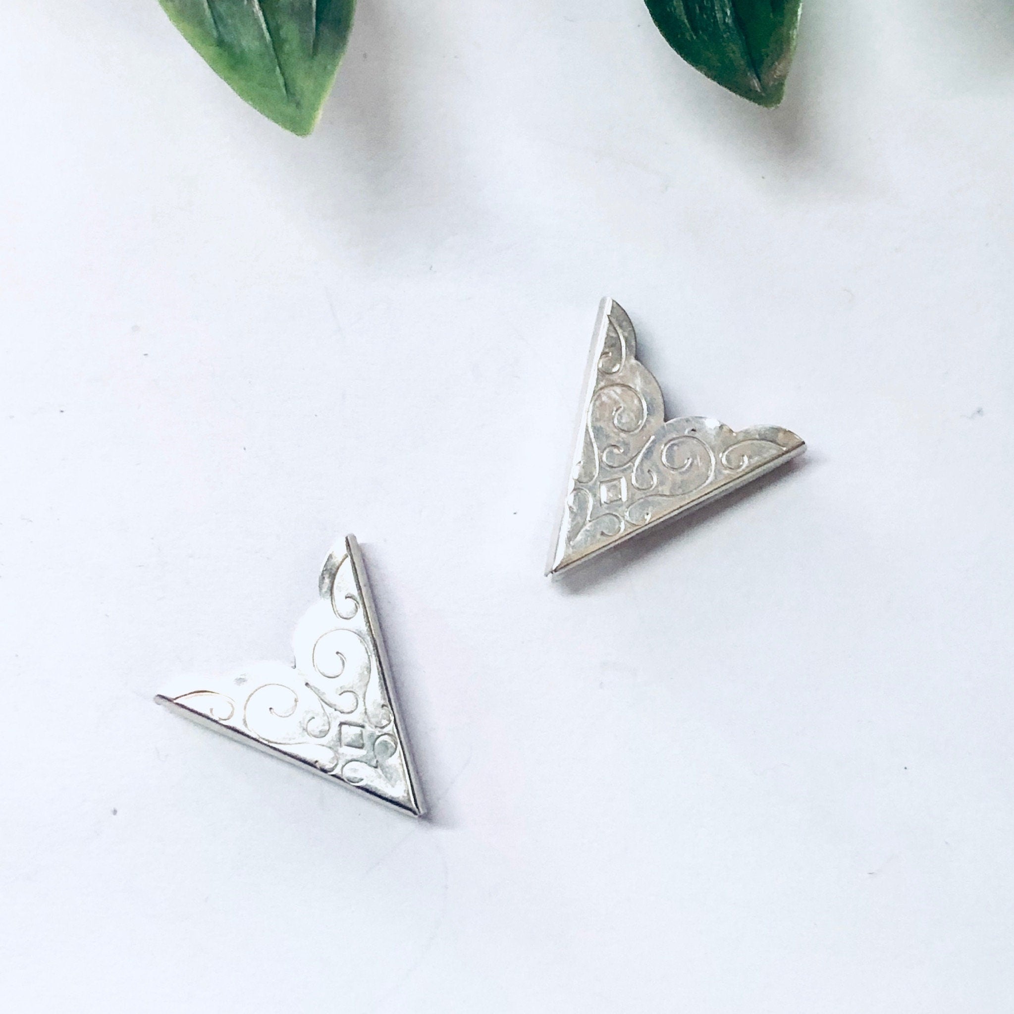 Vintage Collar Tips, Silver Collar Tips, Western Collar Tips, Vintage Accessories, Silver Accessories, Swirl Collar Tips, Swirl Design, 925
