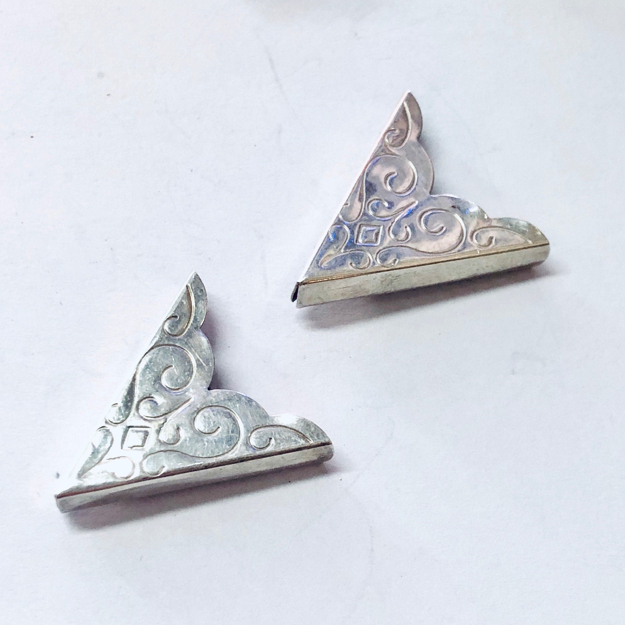 Vintage Collar Tips, Silver Collar Tips, Western Collar Tips, Vintage Accessories, Silver Accessories, Swirl Collar Tips, Swirl Design, 925