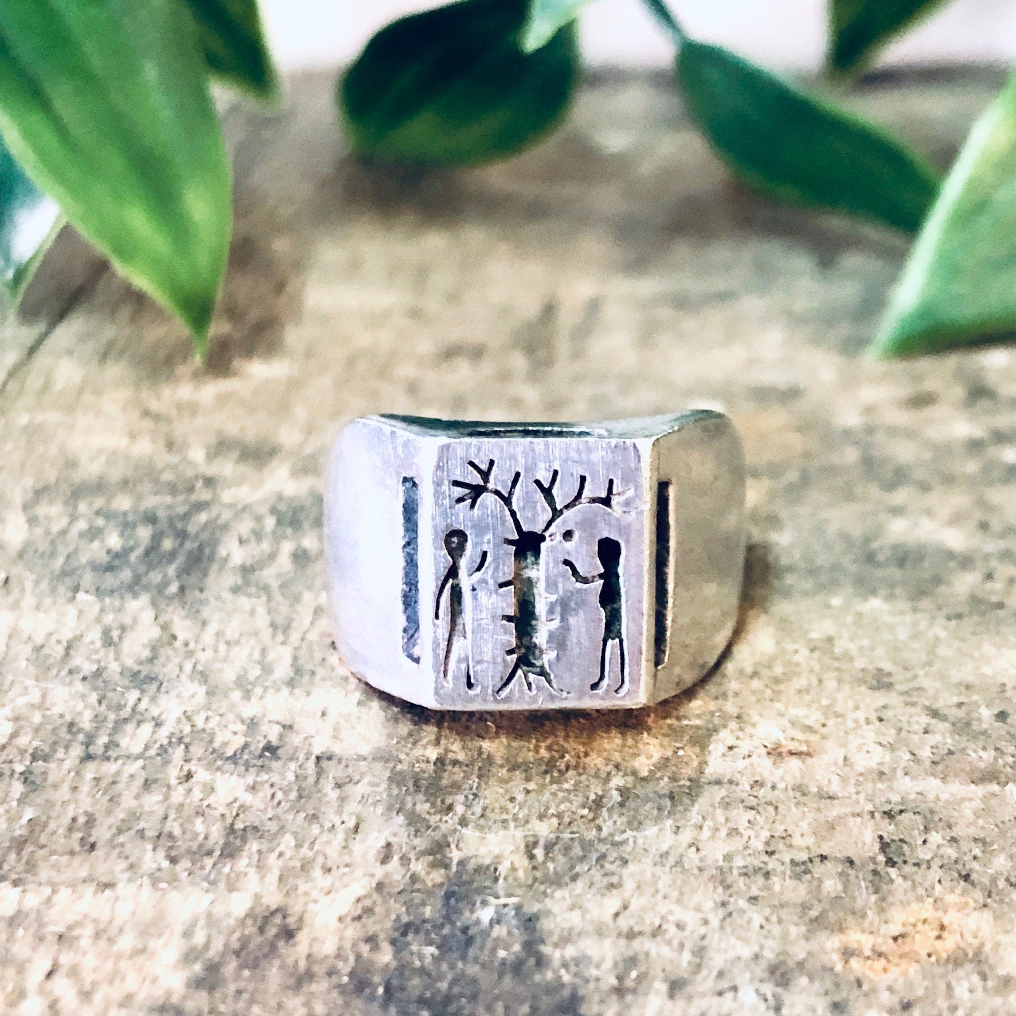 Vintage Ring, Silver Ring, Adam and Eve Ring, Forbidden Fruit, Tree of Life, Religious Jewelry, Unique Jewelry, Vintage Jewelry, 925 Ring