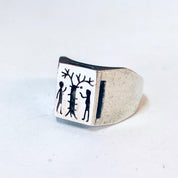 Vintage Ring, Silver Ring, Adam and Eve Ring, Forbidden Fruit, Tree of Life, Religious Jewelry, Unique Jewelry, Vintage Jewelry, 925 Ring