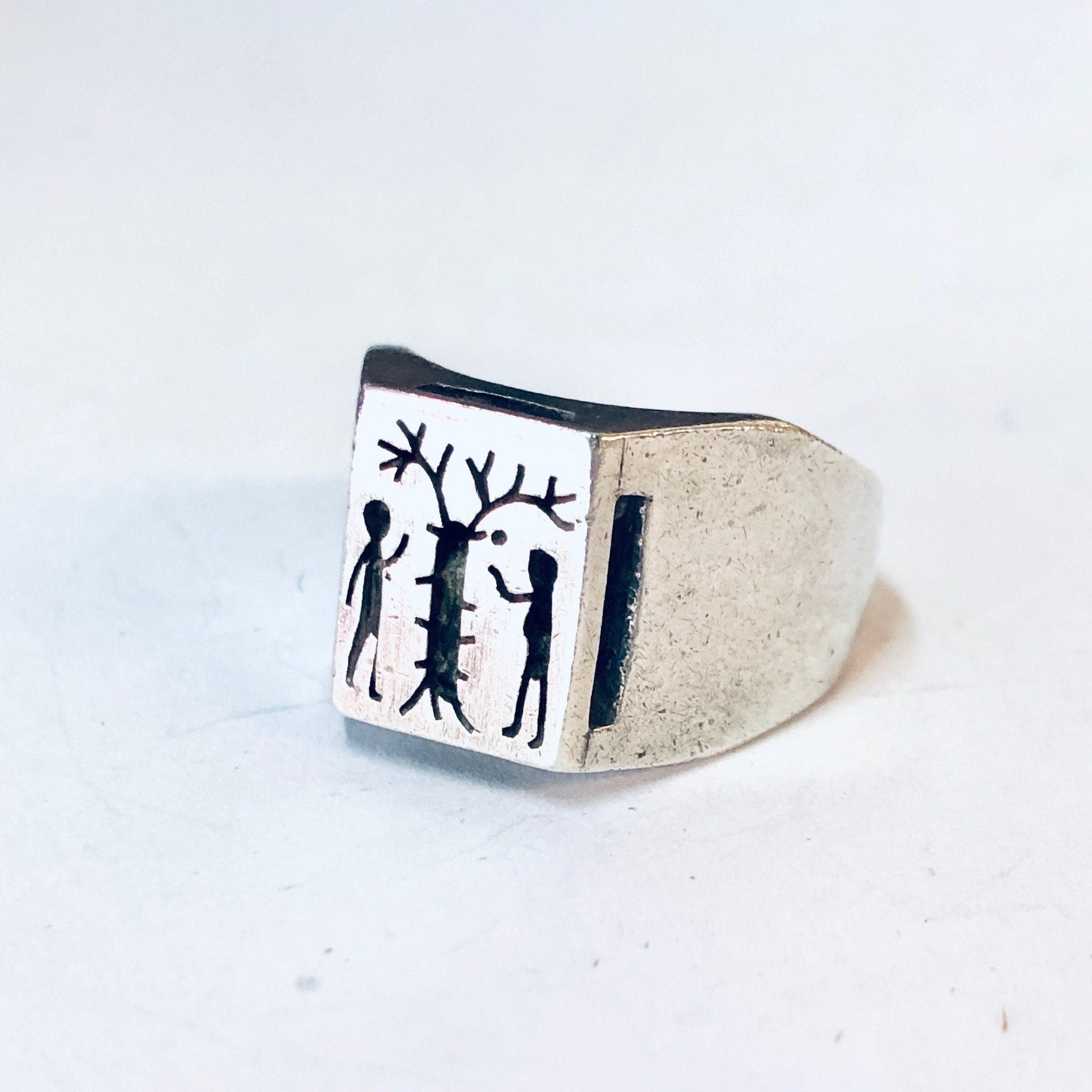 Vintage Ring, Silver Ring, Adam and Eve Ring, Forbidden Fruit, Tree of Life, Religious Jewelry, Unique Jewelry, Vintage Jewelry, 925 Ring