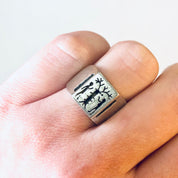 Vintage Ring, Silver Ring, Adam and Eve Ring, Forbidden Fruit, Tree of Life, Religious Jewelry, Unique Jewelry, Vintage Jewelry, 925 Ring