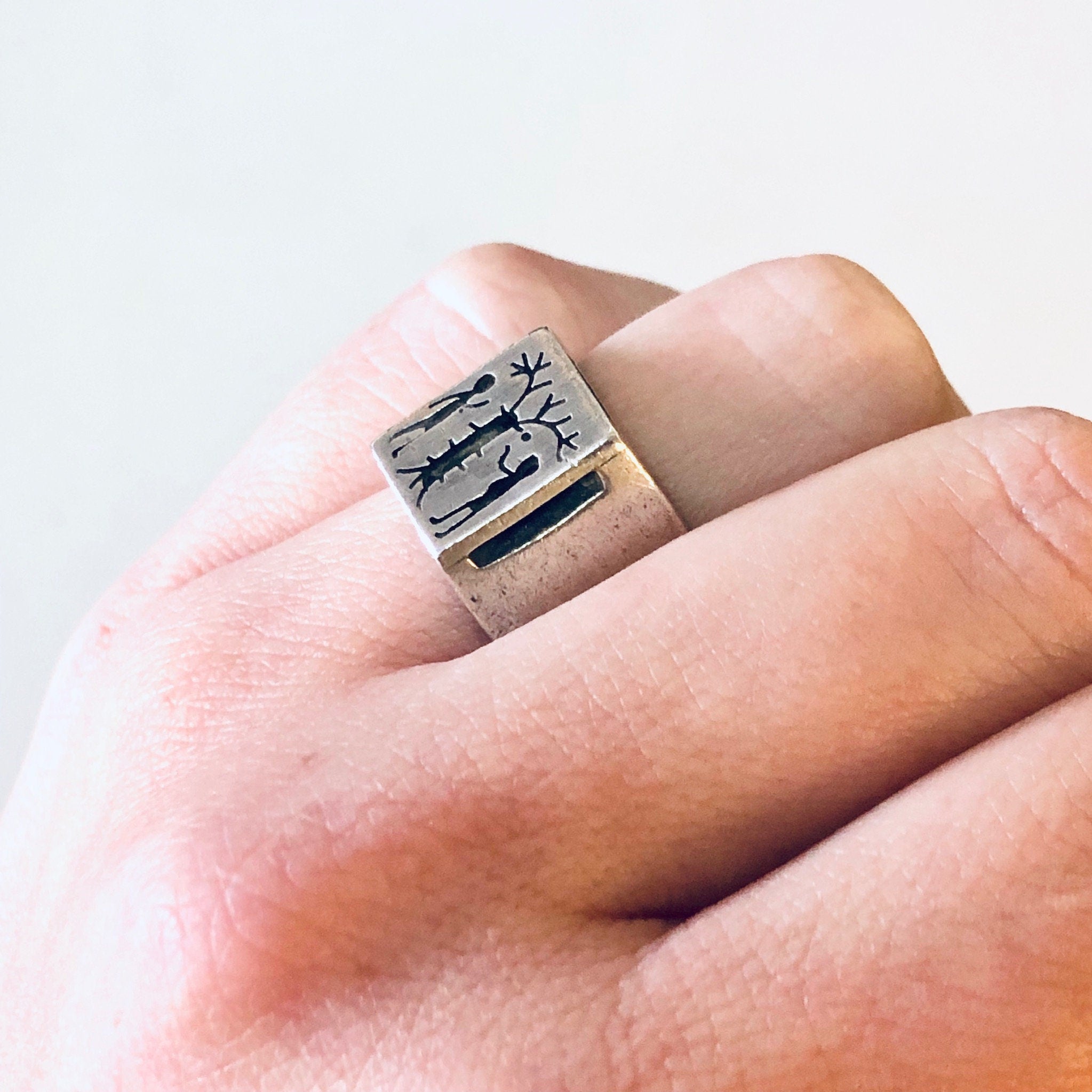 Vintage Ring, Silver Ring, Adam and Eve Ring, Forbidden Fruit, Tree of Life, Religious Jewelry, Unique Jewelry, Vintage Jewelry, 925 Ring