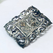 Vintage Brooch, Silver Brooch, Unique Brooch, Vintage Pin, Vintage Jewelry, Filagree Jewelry, Gold Accent, Gold Detail, Leaf Design, 925 Pin