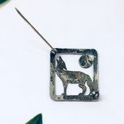 Vintage Brooch, Vintage Pin, Silver Brooch, Wolf Pin, Wolf Jewelry, Howl at the Moon, Wolf Howl, Cut out Pin, Animal Jewelry, Moon Pin, 925