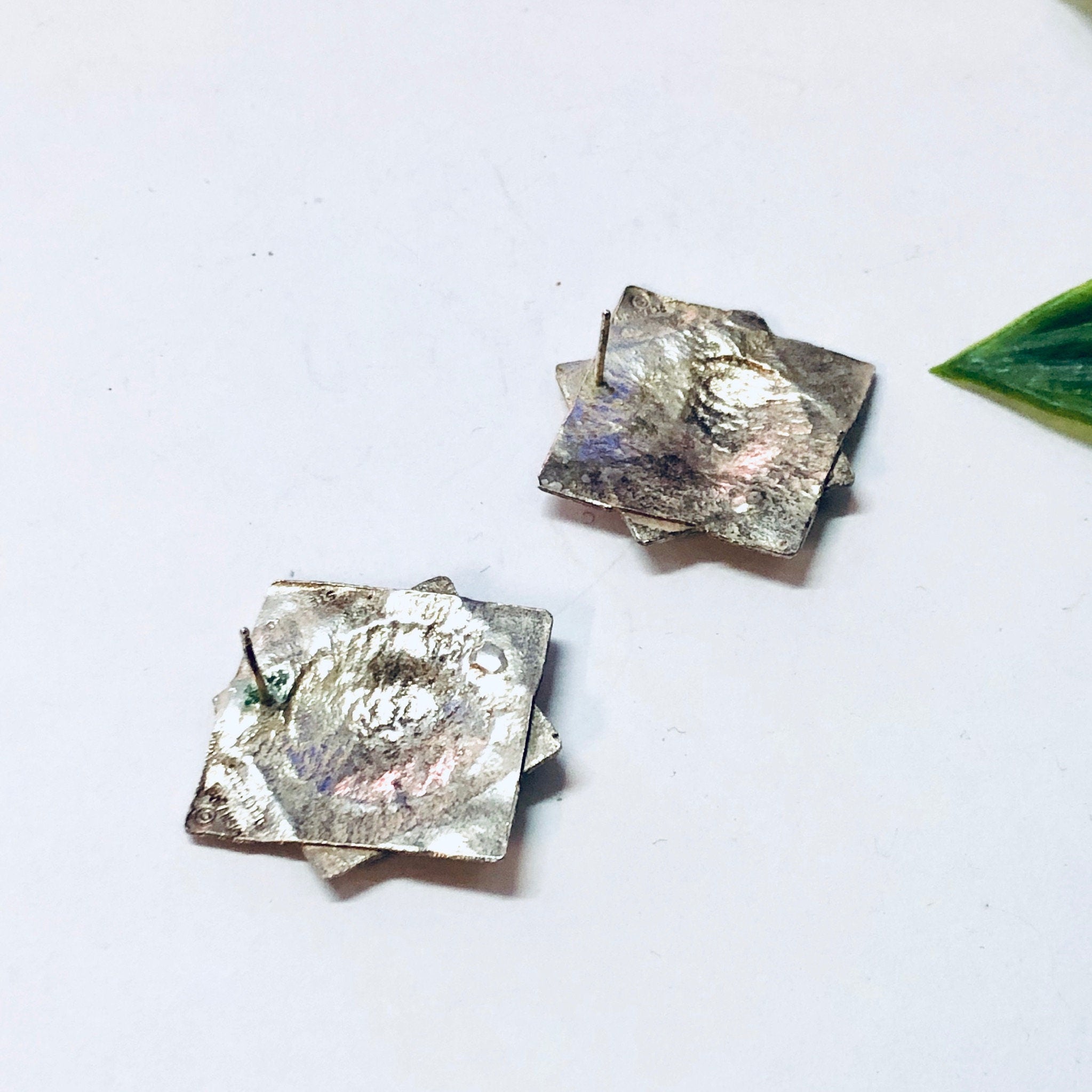 Silver Earrings, Vintage Earrings, Geometric Jewelry, Polansky Earrings, Statement Jewelry, Vintage Jewelry, Textured Silver, 925 Earrings