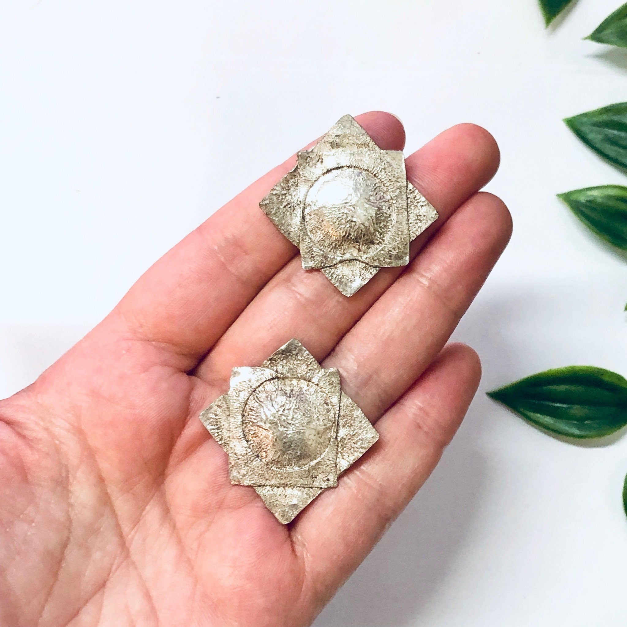 Silver Earrings, Vintage Earrings, Geometric Jewelry, Polansky Earrings, Statement Jewelry, Vintage Jewelry, Textured Silver, 925 Earrings