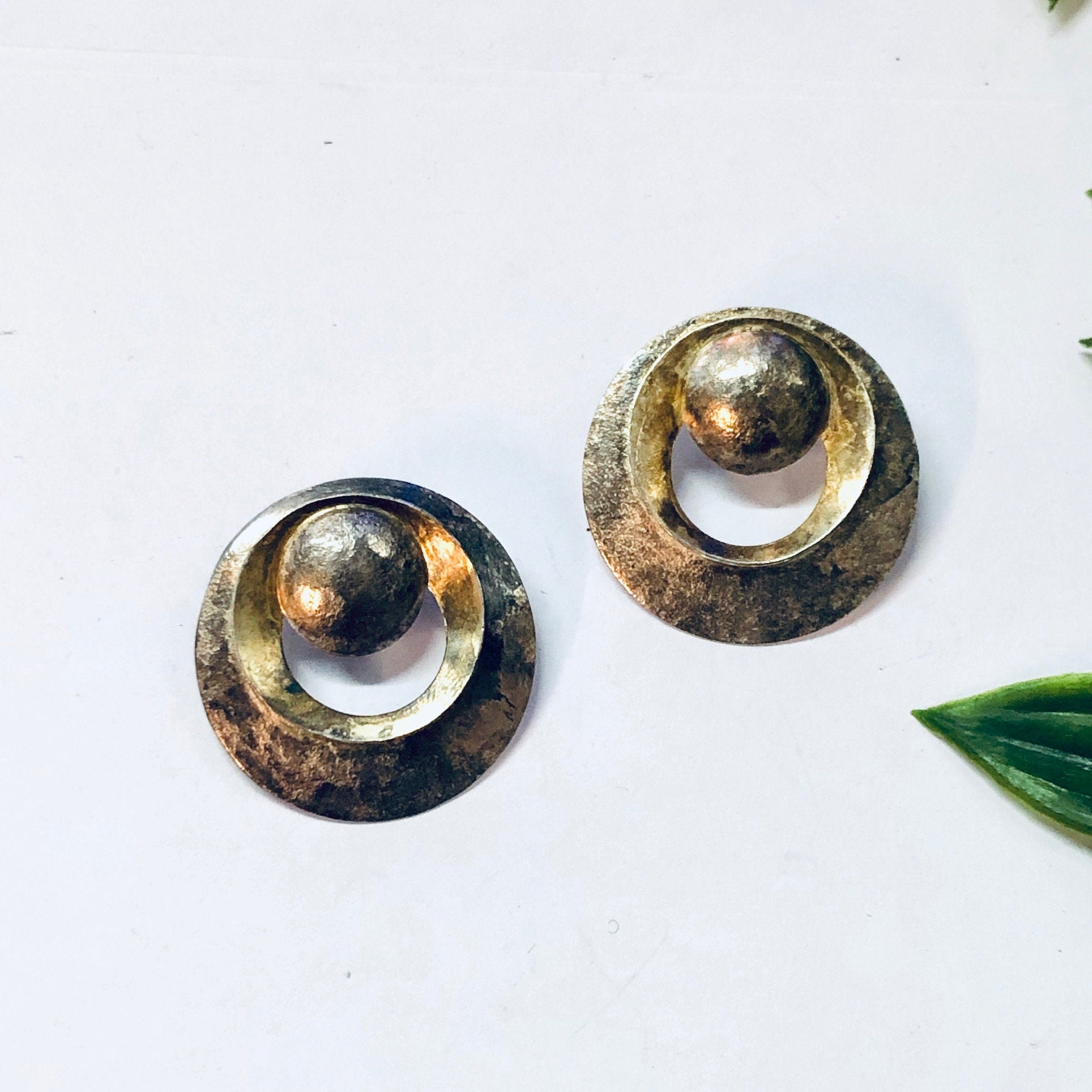 Vintage Earrings, Silver Earrings, Round Earrings, Statement Jewelry, Vintage Jewelry, Pierced Ears, Unique Jewelry, Circle Earrings, 925