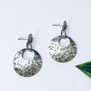 Vintage Earrings, Silver Earrings, Hammered Silver, Hammered Earrings, Pierced Ears, Dangle Earrings, Vintage Jewelry, Unique Earrings, 925