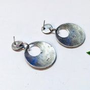 Vintage Earrings, Silver Earrings, Hammered Silver, Hammered Earrings, Pierced Ears, Dangle Earrings, Vintage Jewelry, Unique Earrings, 925